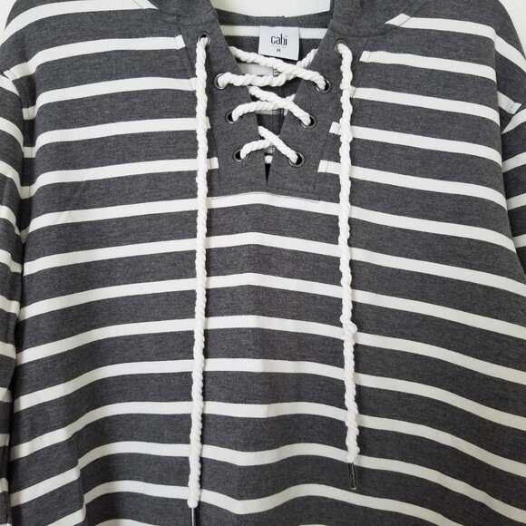CAbi Windward Gray White Stripe Pullover Hoodie - Picture 3 of 8